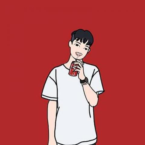 红底情侣头像一男一女动漫快手专用清晰头像尺寸480x480图