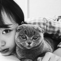  抱着猫的黑白女生头像微信头像图片大全