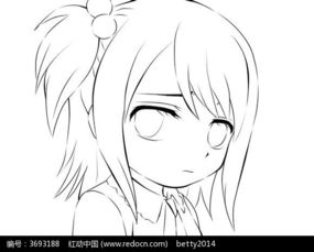  女孩头像卡通手绘线稿图片免费下载编号3693188红动网