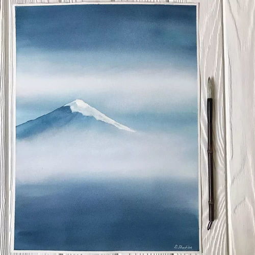  爱上这片蓝给人以宁静的蓝色系水彩手绘