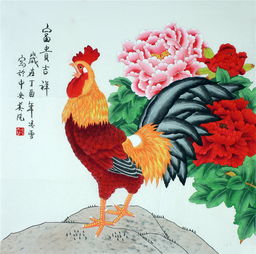  画家凌雪中央美院四尺斗方国画公鸡大吉大利,国画工笔公鸡,花鸟画,客厅装饰画,寓意好的礼品字画,新家朋友送礼
