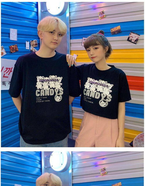  卓纪情侣装小众短款短袖t恤女ins潮宽松韩版高腰露脐上衣设计感春夏装