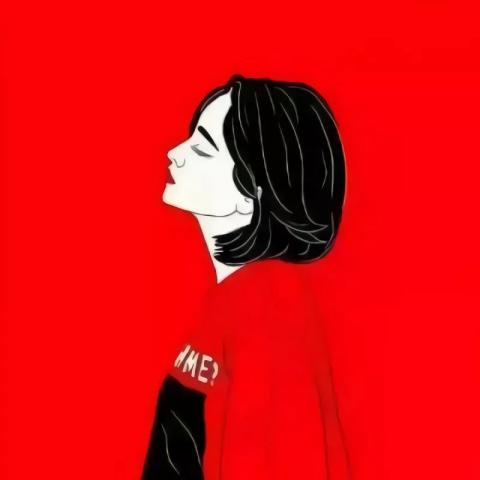  红底情侣头像一男一女动漫快手专用清晰头像尺寸480x480图