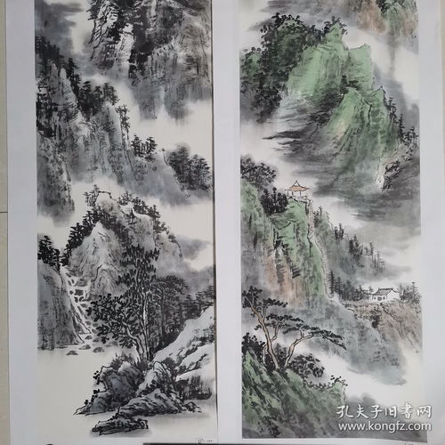  山水四条屏3,王世银,江苏省美协会员,山水国画,条屏,138344,单幅四尺对开,四幅,宣纸,已手工托底名家真迹,纯手绘保真特惠转让,不支持七日无理由退换
