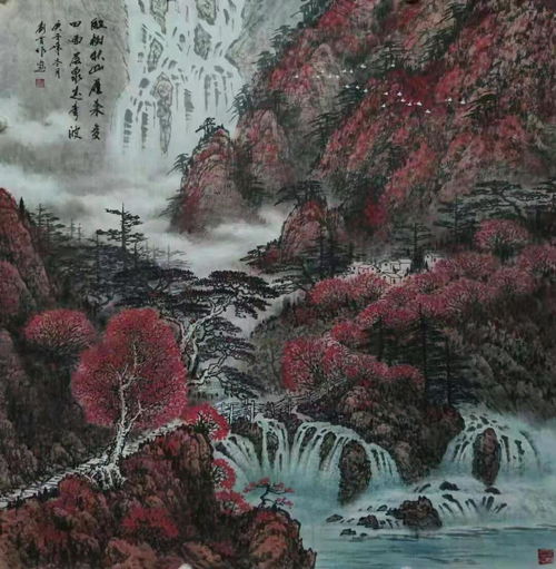 寓意好的山水画微信头像万山红遍