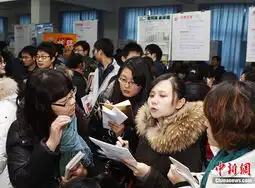  女大学生在招聘会上的求职表情