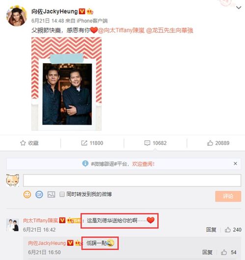  疑似官宣向太父亲节在评论里cue刘德华,向佐直呼低调一点