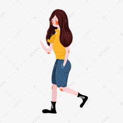  手绘卡通时尚女孩素材图片免费下载高清psd千库网图片编号10856785