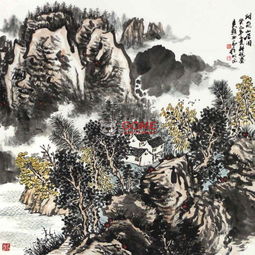  赵书亭烟岚山居图国画山水画水墨写意大丘