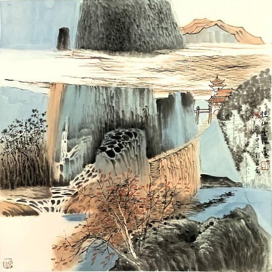  刘鸣开创意象线皴法的山水画宗师
