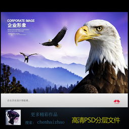  企业形象老鹰背景海报图片设计素材高清psd模板下载82.13mb企业文化海报大全
