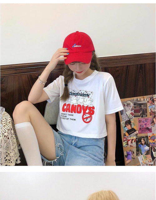  卓纪情侣装小众短款短袖t恤女ins潮宽松韩版高腰露脐上衣设计感春夏装
