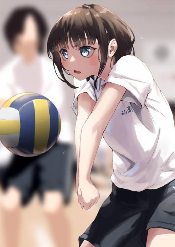  手绘运动中的女高中生二次元美少女流汗也是香的