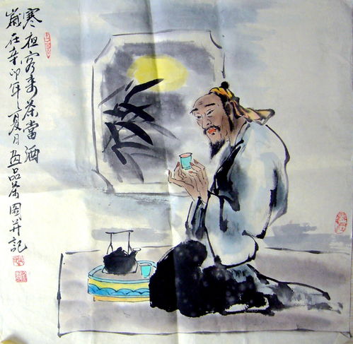  国画斗方人物作品