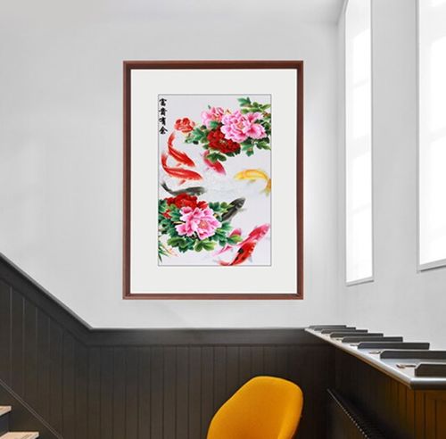  玄关挂画有讲究,最旺入门手工刺绣玄关画不会布置的可以盲入