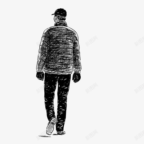 男生手绘头像背影