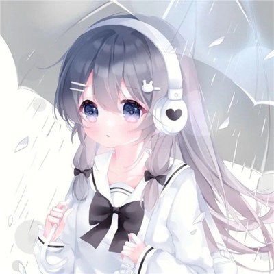  下雨天打伞少女心动漫头像图片,二次元唯美图片欣赏