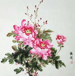  画家魏环刻苦钻研国画,以牡丹,荷花见长