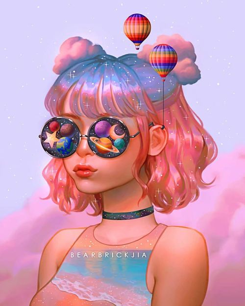 头像图片女孩真人插画
