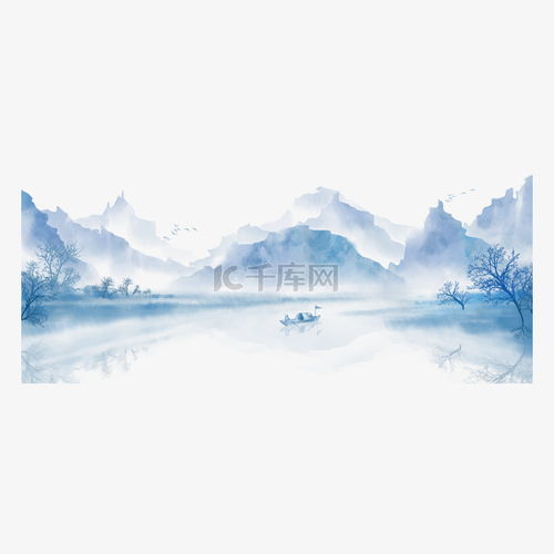  中国风手绘水墨风景山水画素材图片免费下载千库网