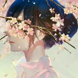  女生站在樱花树下流泪的头像,就这个的另一半