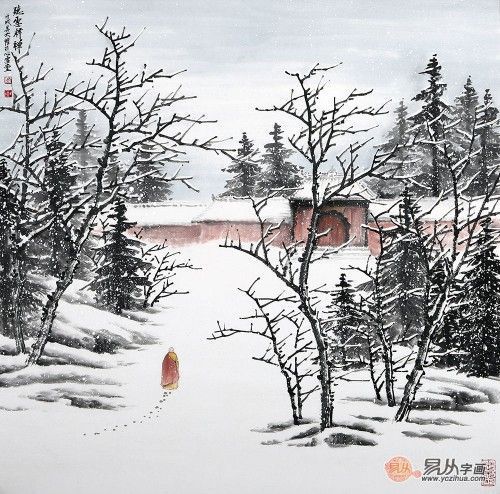  画家吴大恺雪景山水欣赏少了一些寒冷,多了一些温情