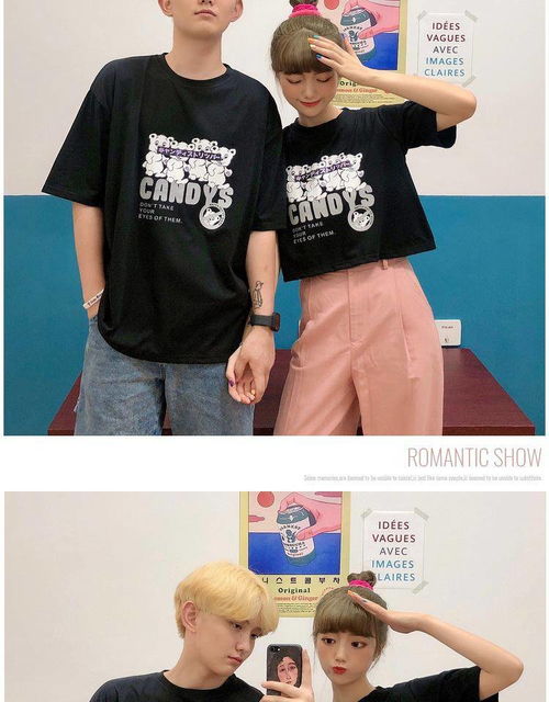  卓纪情侣装小众短款短袖t恤女ins潮宽松韩版高腰露脐上衣设计感春夏装