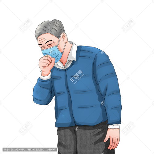  戴口罩咳嗽的老人元素,人物素材,设计素材,设计模板,汇图网