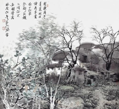  山水画他描绘的江南乡村,是一道靓丽的风景