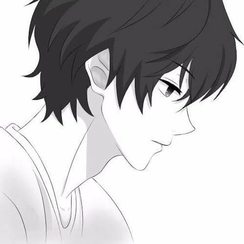  侧脸男孩线条画