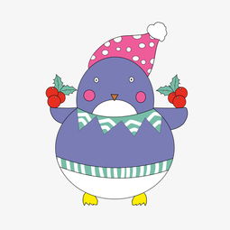  圣诞节卡通企鹅手绘插画图片素材其他格式下载动漫人物大全