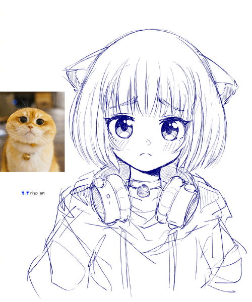  画师绘制猫咪拟人化,搞怪表情包变美少女,猫娘魅力果然顶
