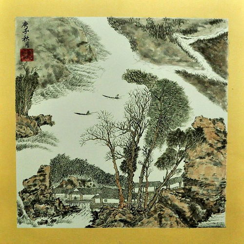  国画山水风景画招财山水