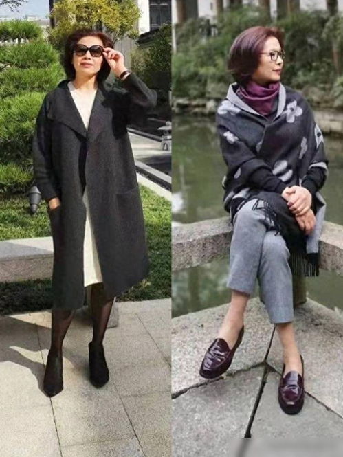  今冬流行呢大衣配形体裤,5060岁女性穿更显高显瘦