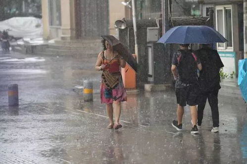  城表情暴雨倾盆,行人躲避不及
