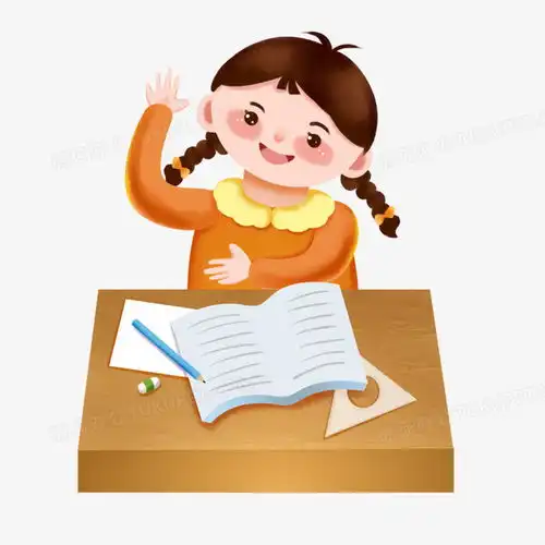  手绘卡通女孩上课提问举手免抠元素png图片素材下载女孩png熊猫办公