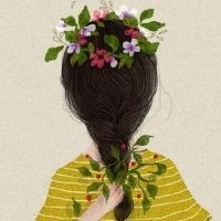  卡通背影头像女,清新卡通女生背影微信头像图片