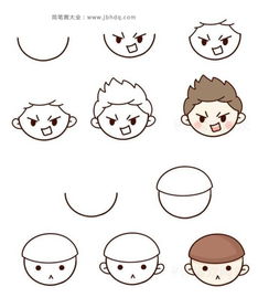 卡通男孩头像简笔画步骤图