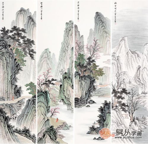  博大精深的当代名家四条屏山水画欣赏