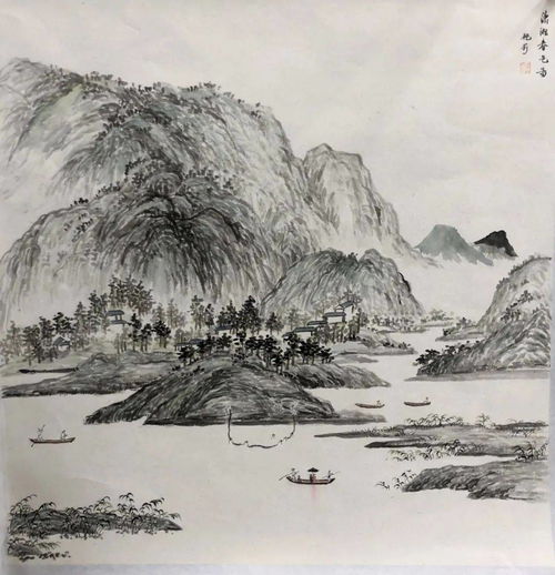  易艳莉仿古山水画,凝练了国画的美,令人过目难忘