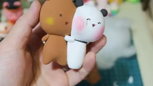  表情包的另一伴白色熊熊超轻粘土手工制作过程