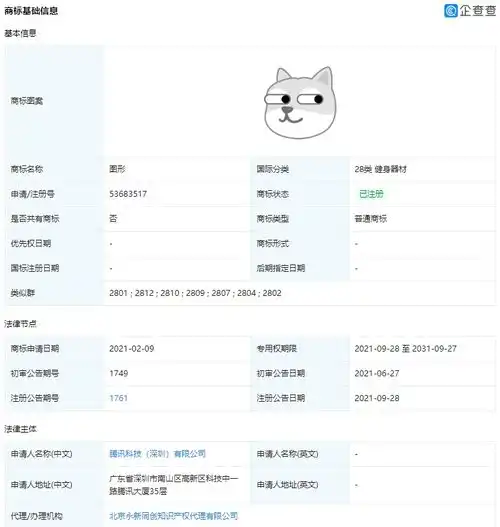  腾讯成功注册狗头表情包商标