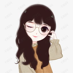  手绘卡通戴眼镜的女孩素材图片免费下载高清psd千库网图片编号11306603