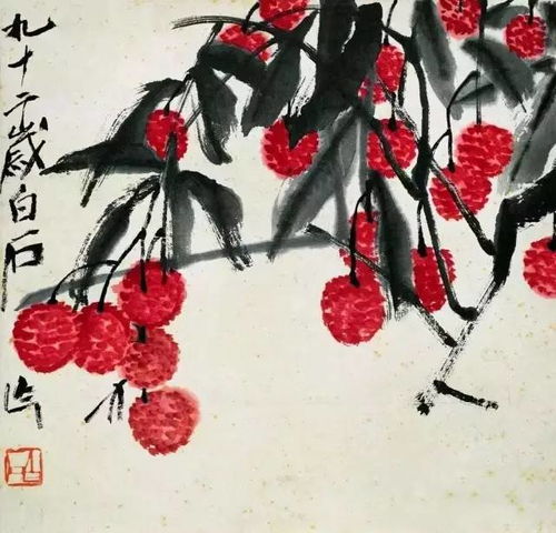  齐白石笔下的瓜果梨桃,水润可口