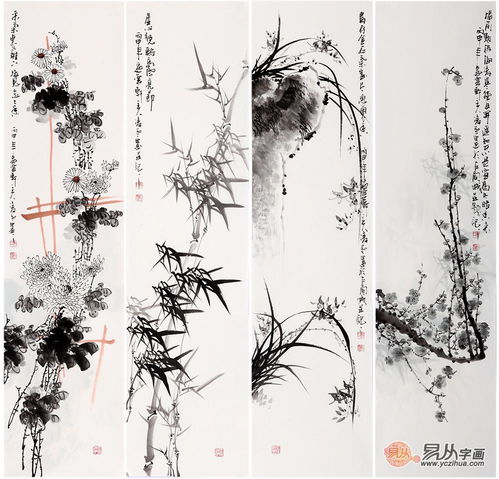  画家杨成功擅长画什么,杨成功花鸟四条屏精品欣赏