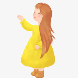  穿黄色长裙的长发卡通小女孩图片素材其他格式下载动漫人物大全