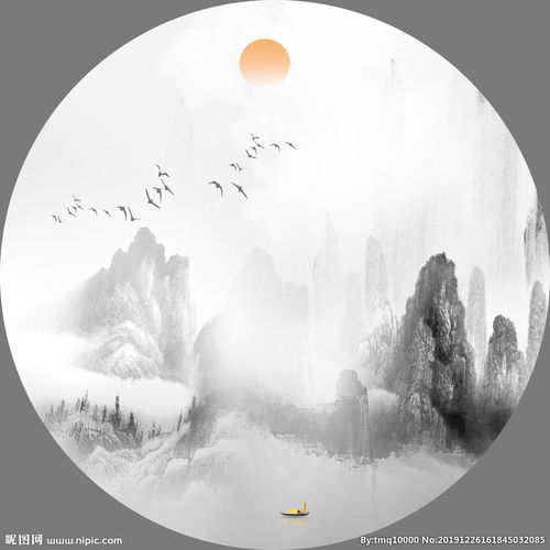  黑白山水画图片