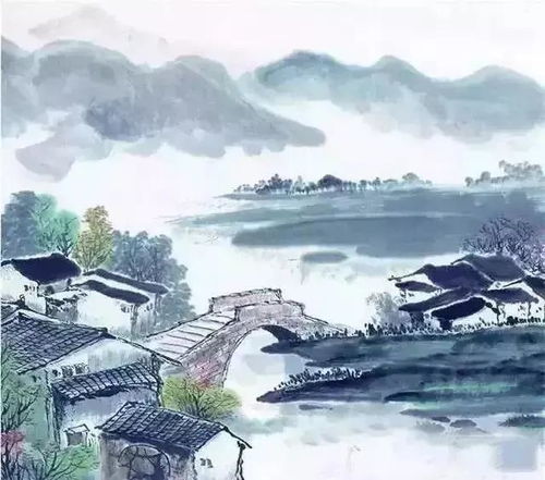  中国画小桥流水山水画欣赏图片来自网上
