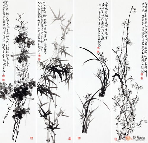  装饰客厅墙面的画,选花鸟四条屏效果更佳