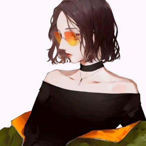  动漫高冷御姐女头戴墨镜红嘴唇的超酷御姐头像